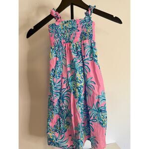 Lilly Pulitzer Pink Tropical Print Girls smocked dress 3T